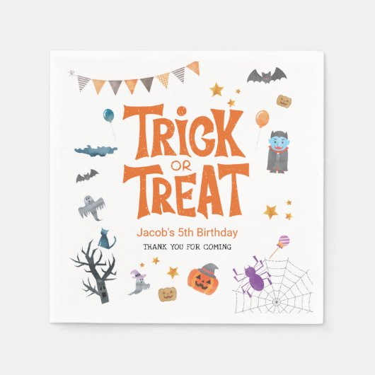 Serviette En Papier Belle Trick ou traiter Halloween 5e anniversaire f (Devant)
