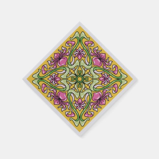Serviette En Papier Belle tuile Art Nouveau avec fleurs Iris (Coin)