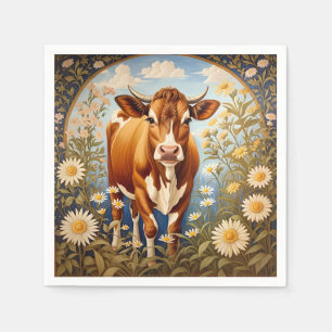 Serviette En Papier Belle vache Jersey dans le champ de marguerite Vin
