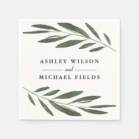 Serviette En Papier Belle verdure Fern Feuille Mariage moderne (Devant)