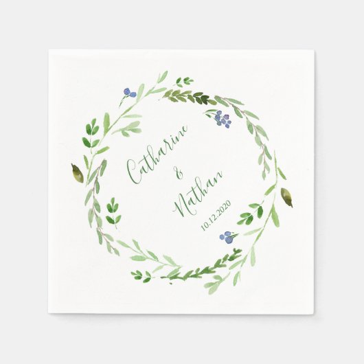 Serviette En Papier Belle verdure rustique Mariage Papier Napkin (Devant)