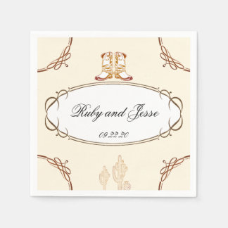 Serviette En Papier Belle Western Dark Brown Mariage