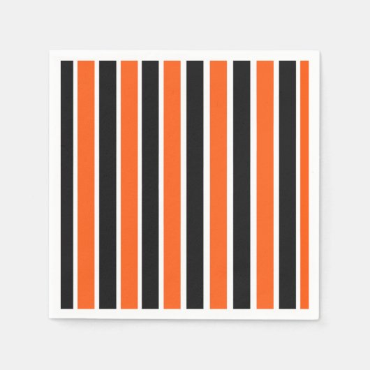 Serviette En Papier Belles bandes d'Halloween en orange et noir (Devant)