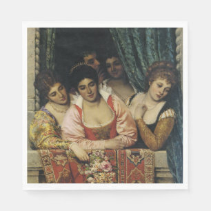 Serviette En Papier Belles Dames Italiennes sur un Balcon