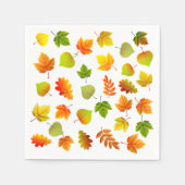 Serviette En Papier Belles feuilles d'automne sur blanc (Devant)