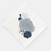 Serviette En Papier Belles fleurs blanches et marines (Coin)