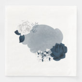 Serviette En Papier Belles fleurs blanches et marines (Devant)