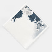 Serviette En Papier Belles fleurs blanches et marines (Coin)