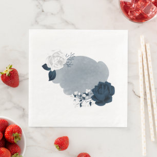 Serviette En Papier Belles fleurs blanches et navires