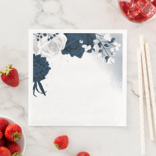 Serviette En Papier Belles fleurs blanches et navires