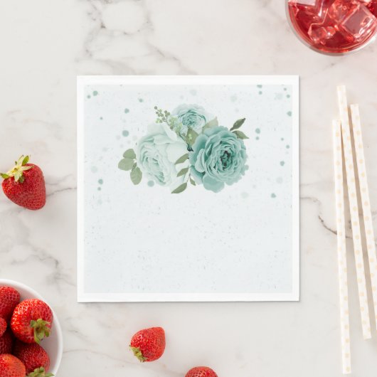 Serviette En Papier belles fleurs bleues verdure serviettes botaniques (En situation)