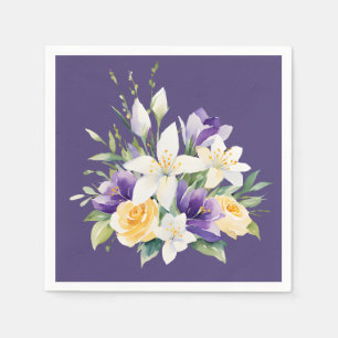 Serviette En Papier Belles fleurs de Pâques violettes