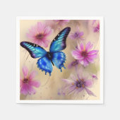 Serviette En Papier Belles fleurs et papillon (Devant)
