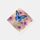 Serviette En Papier Belles fleurs et papillon (Coin)