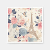 Serviette En Papier Belles Fleurs et Tour Eiffel Paris (Devant)