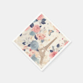 Serviette En Papier Belles Fleurs et Tour Eiffel Paris (Coin)