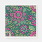 Serviette En Papier Belles fleurs Mandala Fleurs vert rose (Devant)