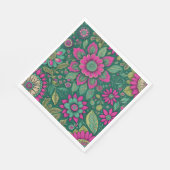 Serviette En Papier Belles fleurs Mandala Fleurs vert rose (Coin)