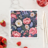 Serviette En Papier Belles fleurs, motif coloré, (En situation)