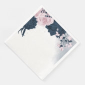 Serviette En Papier Belles fleurs roses et marines (Coin)