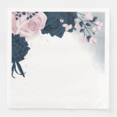 Serviette En Papier Belles fleurs roses et marines (Devant)
