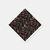 Serviette En Papier Belles fleurs rouges doré brillant feuille noir el (Coin)