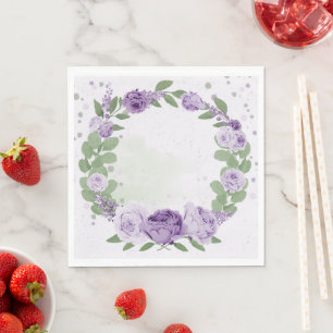 Serviette En Papier belles fleurs violettes feuilles vertes botanique