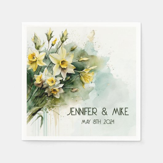 Serviette En Papier Belles jonquilles d'eau jaune (Devant)