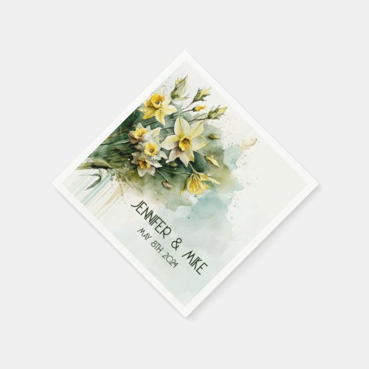 Serviette En Papier Belles jonquilles d'eau jaune (Coin)