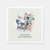 Serviette En Papier Belles papillons et fleurs Anniversaire (Devant)