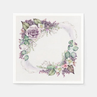 Serviette En Papier Belles Roses Lavande Élégantes Classiques Vintage