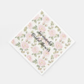 Serviette En Papier Belles Roses Roses Blanches Fleur Mariage (Coin)