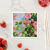 Serviette En Papier Belles roses roses roses, roses rouges, aquarelle (En situation)