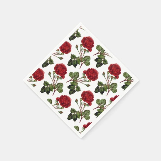 Serviette En Papier Belles Roses Rouges (Coin)