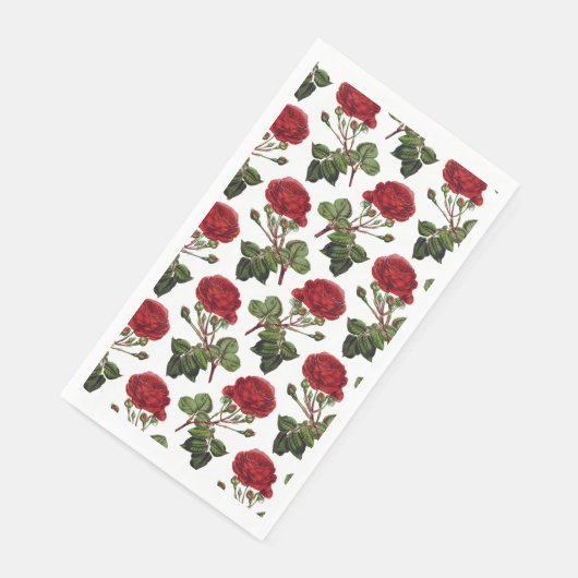 Serviette En Papier Belles Roses Rouges (Coin)