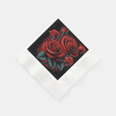 Serviette En Papier Belles roses rouges sur la fête noire (Coin)