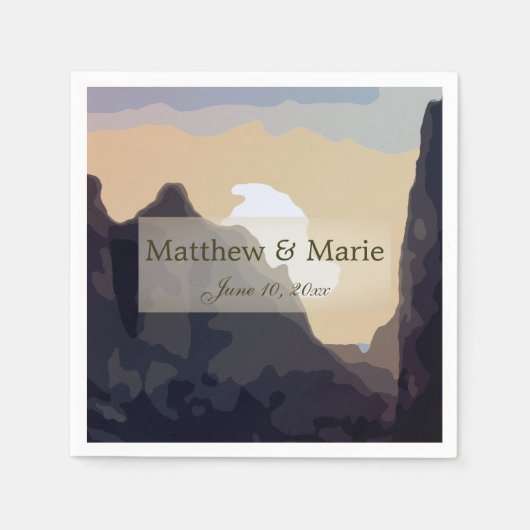 Serviette En Papier Belles serviettes Mariage Sunset Mountain (Devant)