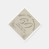 Serviette En Papier Belles serviettes personnalisées du 60e anniversai (Coin)