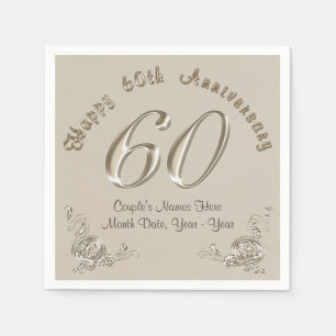 Serviette En Papier Belles Serviettes Personnalisées pour les 60 Ans d