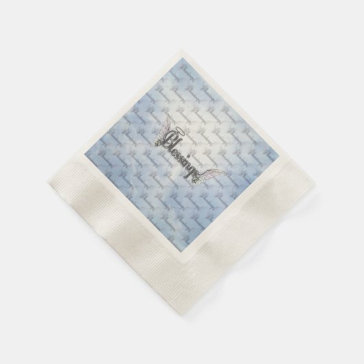 Serviette En Papier Bénédiction avec nuages, ailes d'anges et halo (Coin)