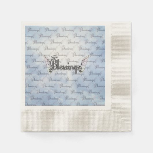 Serviette En Papier Bénédiction avec nuages, ailes d'anges et halo (Devant)