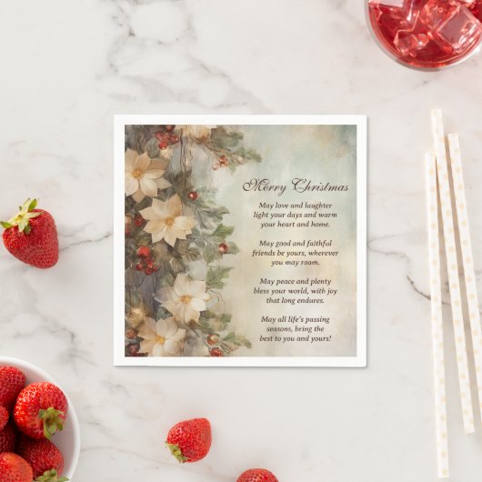 Serviette En Papier Bénédiction irlandaise de Noël | Jolies fleurs d'h (En situation)