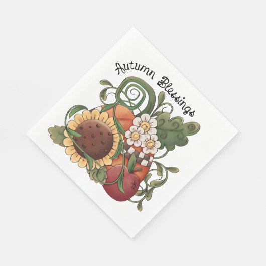 Serviette En Papier Bénédictions d'automne récolte d'automne (Coin)