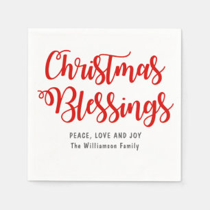 Serviette En Papier Bénédictions de Noël personnalisées Rouge et Blanc