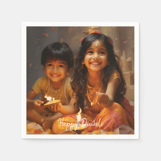 Serviette En Papier Bénédictions radieuses : Diwali Joy avec les enfan (Devant)