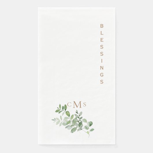 Serviette En Papier Bénédictions simples Monogramme Foliage (Devant)