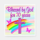 SERVIETTE EN PAPIER BÉNÉFICIÉ PAR DIEU PENDANT 70 ANS PAPIER NAPKINS (Devant)