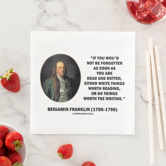 Serviette En Papier Benjamin Franklin Ne Pas être Oublié Lecture Écrit (En situation)