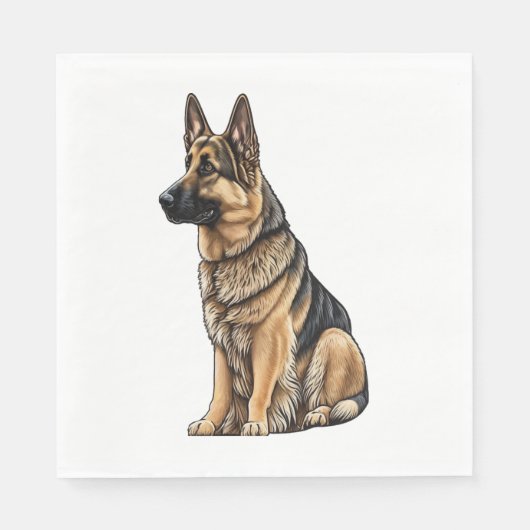 Serviette En Papier Berger allemand assis (Devant)