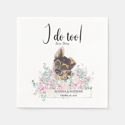 Serviette En Papier Berger allemand Chien Chien Mariage Cocktail Servi (Devant)